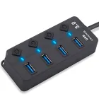 Швидкісний USB-хаб 3.0 на 4 порти з кнопками вмикання (Кабель 30 см, 5 Гбіт/с)