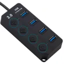 Швидкісний USB-хаб 3.0 на 4 порти з кнопками вмикання (Кабель 30 см, 5 Гбіт/с)