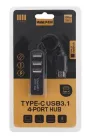 Швидкісний USB-C хаб 4-port USB 3.1 Model: P-3101 (Підтримка до 10 Гбіт/с, Чорний)