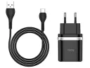 Мережевий зарядний пристрій Hoco C12Q Smart QC3.0 18W + кабель Type-C (1m) Black