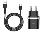 Мережевий зарядний пристрій Hoco C12Q Smart QC3.0 18W + кабель Type-C (1m) Black