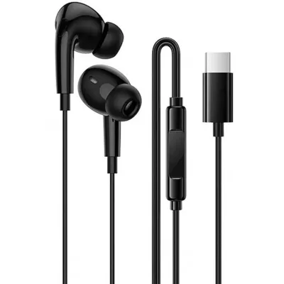 Дротові вакуумні навушники Borofone BM100 Pro HiFi Audio з роз'ємом Type-C та мікрофоном (чорні)