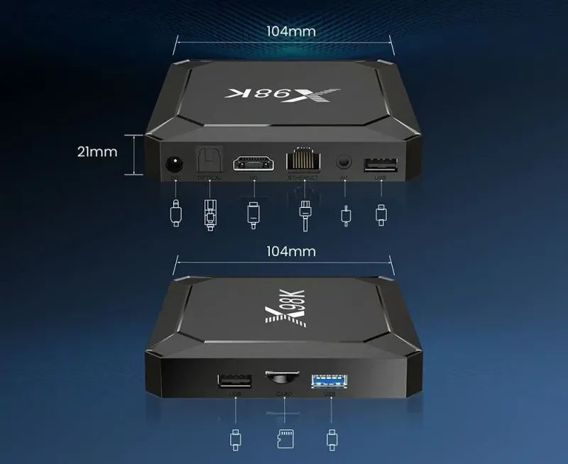 Смарт-приставка X98K Android 13 TV-Box (4/32 ГБ, 8K, Wi-Fi 6, Bluetooth 5.0)