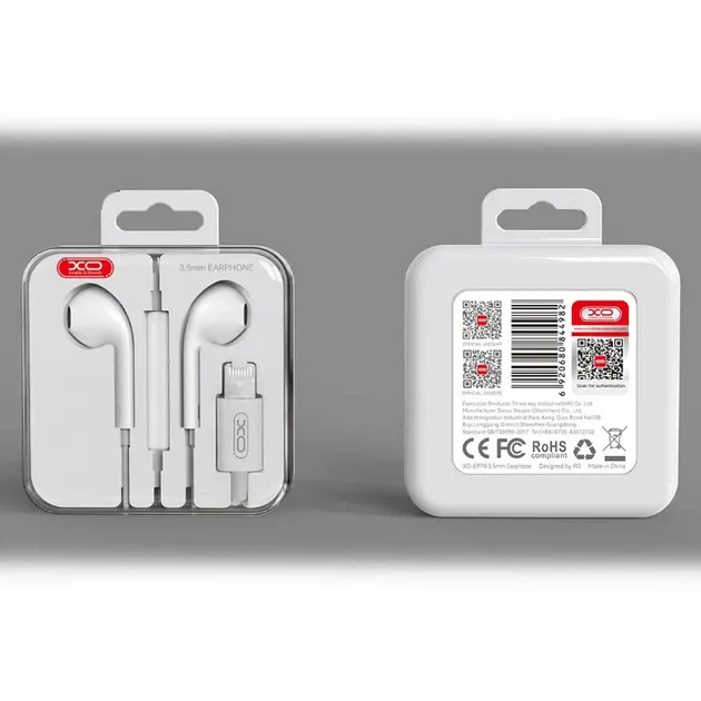 Дротові навушники XO EP79 Lightning (iP Earphone) з мікрофоном та пультом — Білі