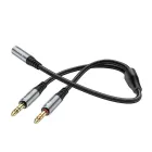 Аудіо-перехідник розгалужувач Hoco UPA21 2-in-1 3.5mm Aux (Female to 2 Male) 25см сірий