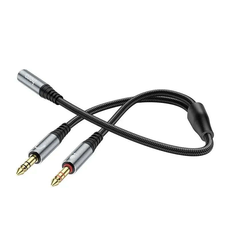 Аудіо-перехідник розгалужувач Hoco UPA21 2-in-1 3.5mm Aux (Female to 2 Male) 25см сірий