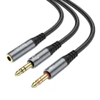 Аудіо-перехідник розгалужувач Hoco UPA21 2-in-1 3.5mm Aux (Female to 2 Male) 25см сірий