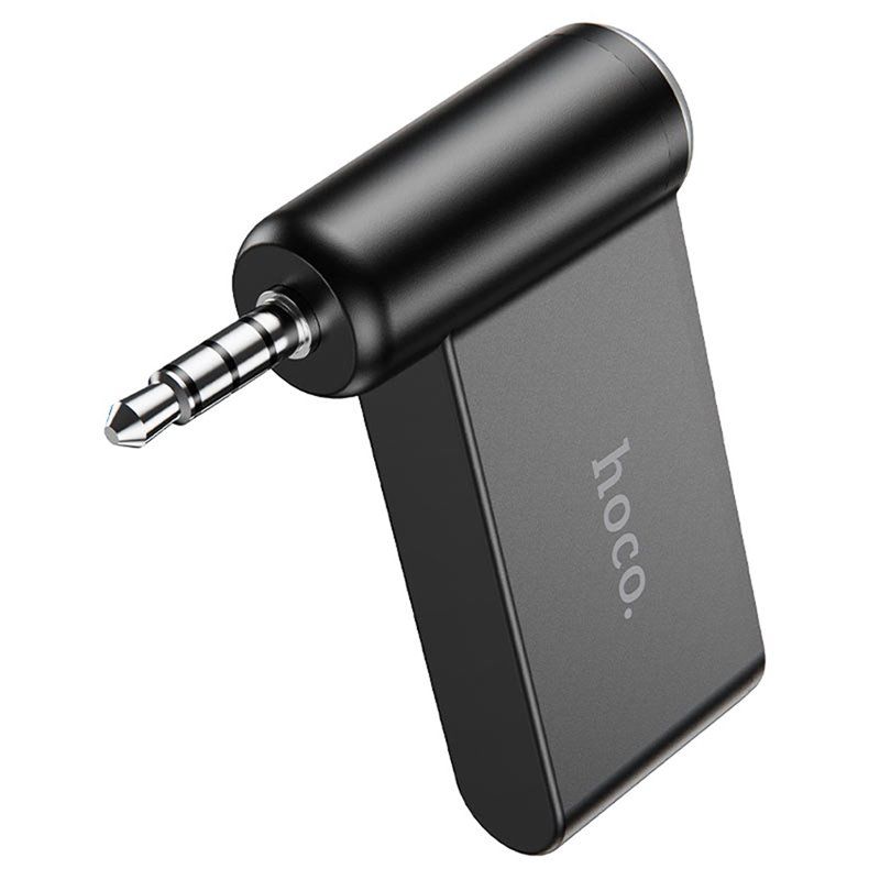 Bluetooth-адаптер hoco. E58 In-Car AUX Wireless Receiver (Bluetooth 5.0, 3.5 мм, 8 год роботи) — Чорний