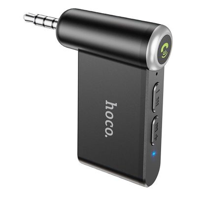 Bluetooth-адаптер hoco. E58 In-Car AUX Wireless Receiver (Bluetooth 5.0, 3.5 мм, 8 год роботи) — Чорний