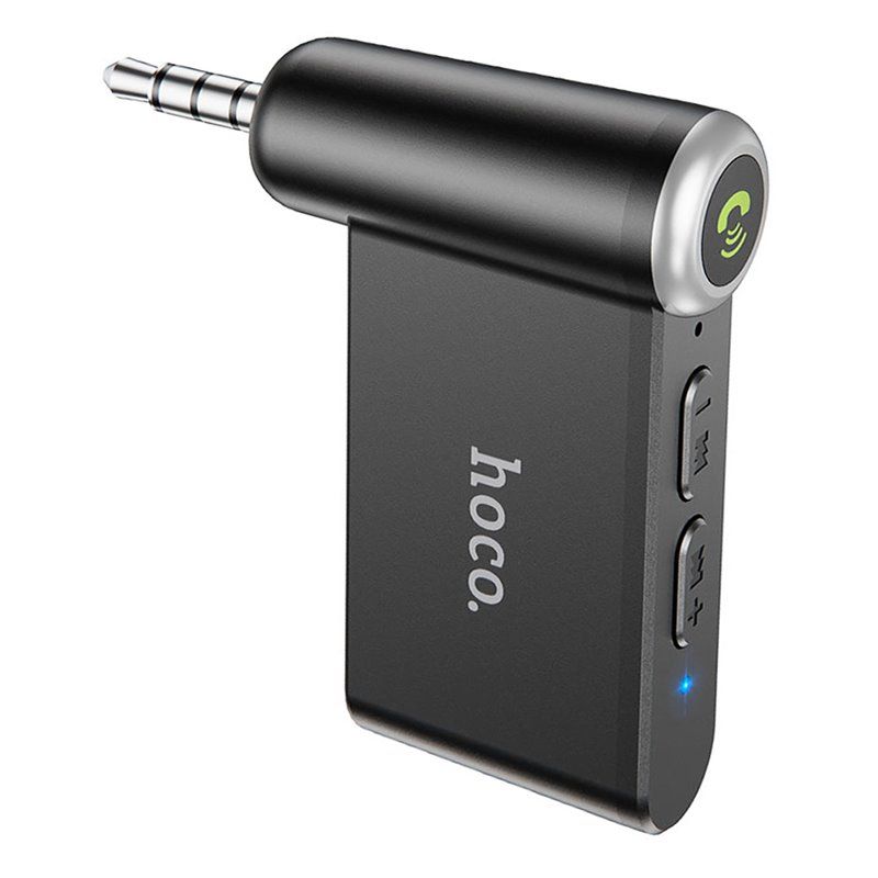 Bluetooth-адаптер hoco. E58 In-Car AUX Wireless Receiver (Bluetooth 5.0, 3.5 мм, 8 год роботи) — Чорний