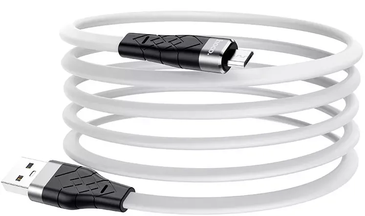 Кабель Hoco X53 Silicone USB-A -  MicroUSB 2.4A 1m White(зас.тов.)