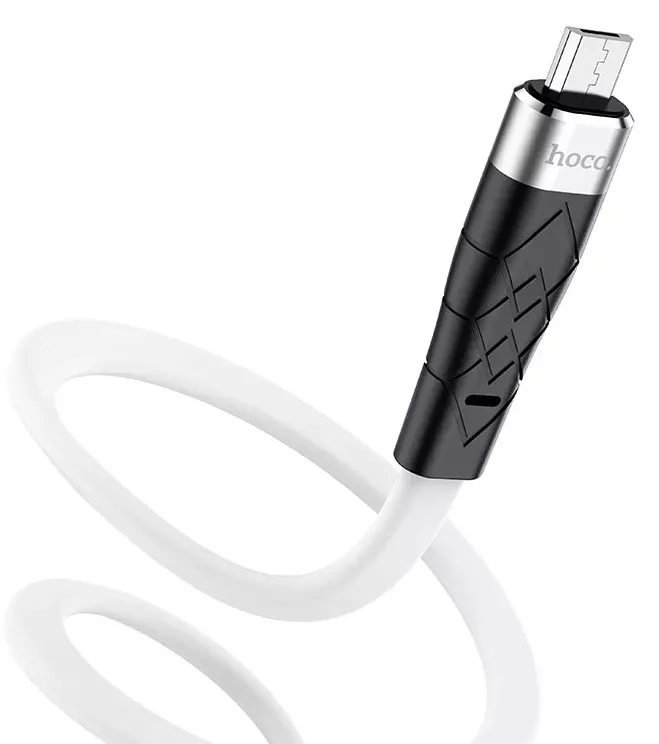 Кабель Hoco X53 Silicone USB-A -  MicroUSB 2.4A 1m White(зас.тов.)