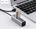 USB-хаб (розгалужувач) Hoco HB1 4-Ports USB 2.0 (Кабель 80 см, Чорний)