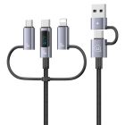 Універсальний кабель мультиперехідник USAMS SJ713 6-in-1 Fast Charging PD 60W з LED-дисплеєм (1.2м)