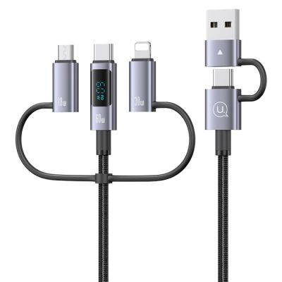 Універсальний кабель мультиперехідник USAMS SJ713 6-in-1 Fast Charging PD 60W з LED-дисплеєм (1.2м)