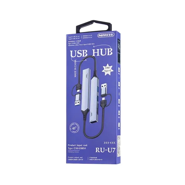 Універсальний USB-хаб 5-in-1 Remax RU-U7 (Type-C + USB 3.0 до USB 3.0 / USB 2.0 / SD / TF)