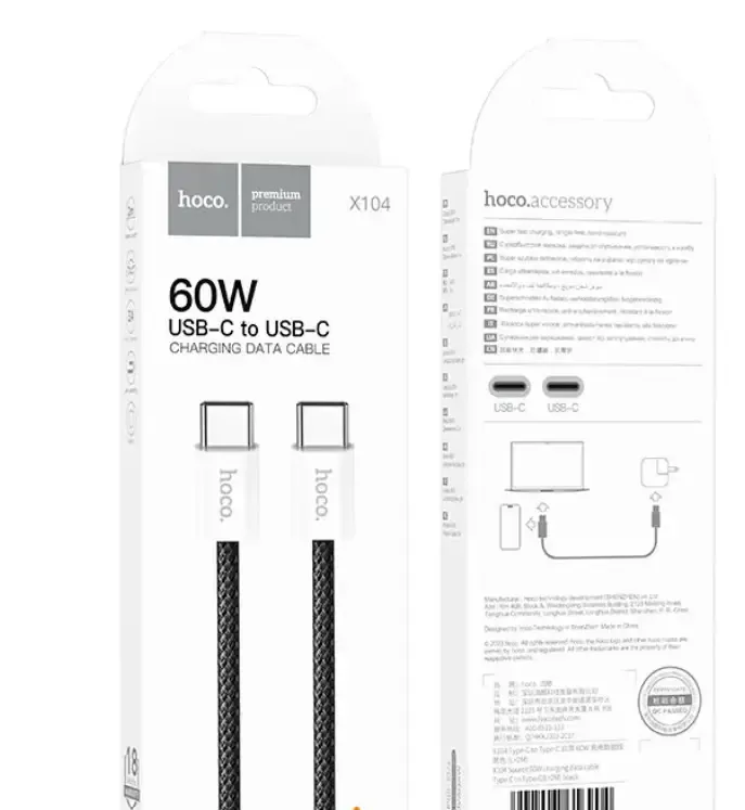 Кабель Hoco X104 USB-C to USB-C 60W 2m