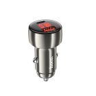 Автомобільний зарядний пристрій Hoco Z50 Intelligent Balance 48W (USB-A 18W + Type-C PD 30W) з LED дисплеєм, металевий