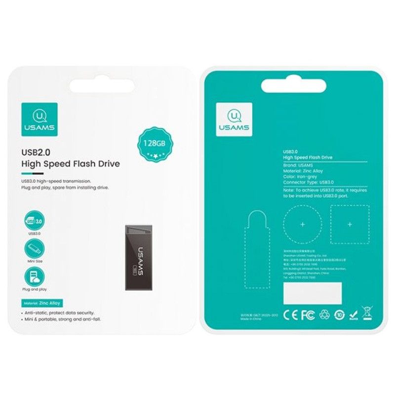 Флешка USAMS Slim Met USB 2.0 Flash Drive 128GB