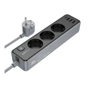 Мережевий фільтр-подовжувач Borofone BAC8 3 розетки + 4 USB, 2.0м(зас.тов.)