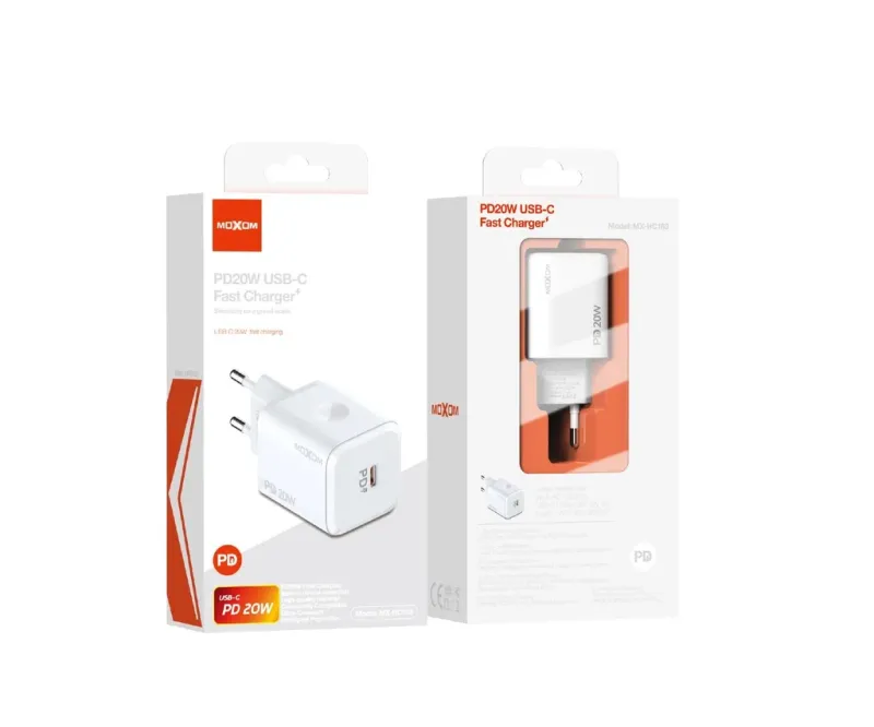 Мережевий зарядний пристрій Moxom MX-HC163 PD 20W USB-C Fast Charger White