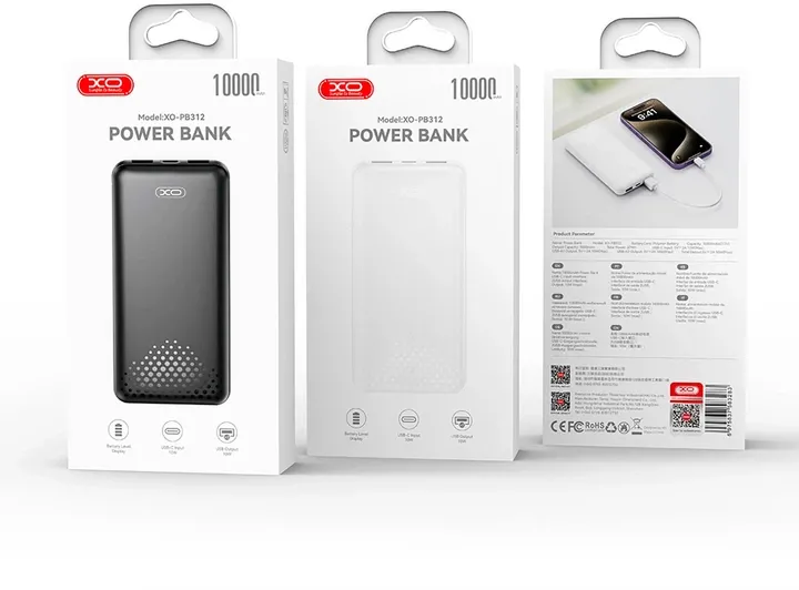 Портативний зарядний пристрій Power Bank 10000 mAh XO PB312 Black
