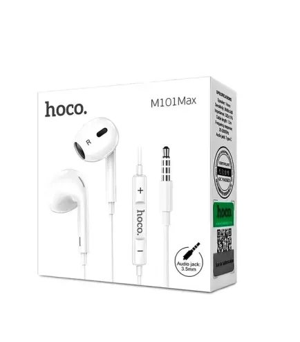 Дротові вакуумні навушники HOCO M101 Max з мікрофоном (mini-jack 3.5 mm) White