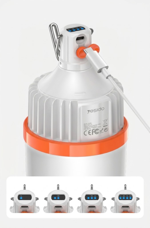 Акумуляторна підвісна LED лампочка Yesido DH16 60W (3600 mAh, Type-C, з гачком)