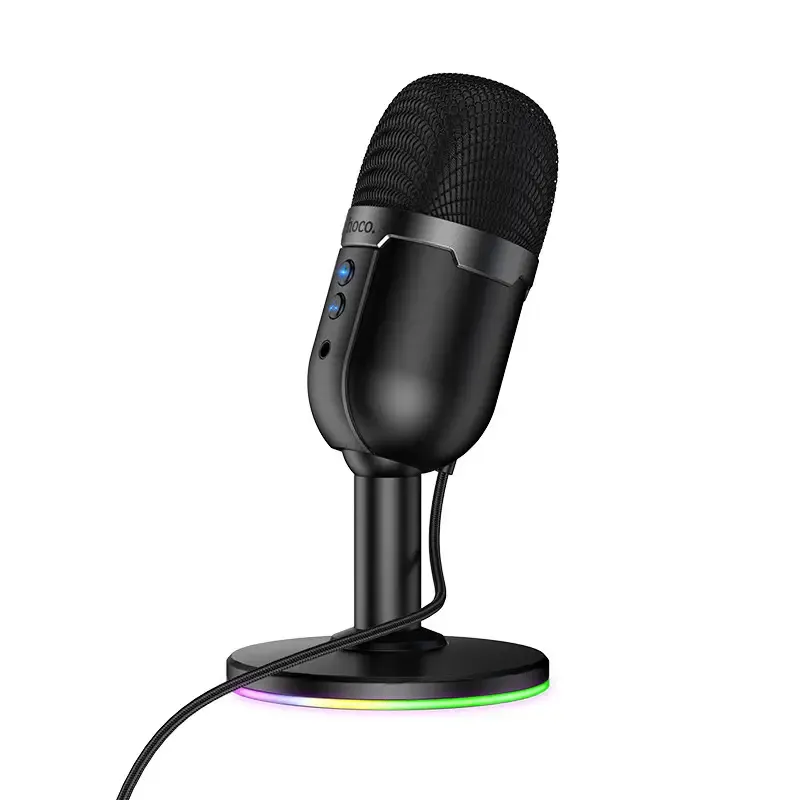 Ігровий USB-мікрофон Hoco L25 Breeze RGB з моніторингом та швидким вимкненням (Чорний)