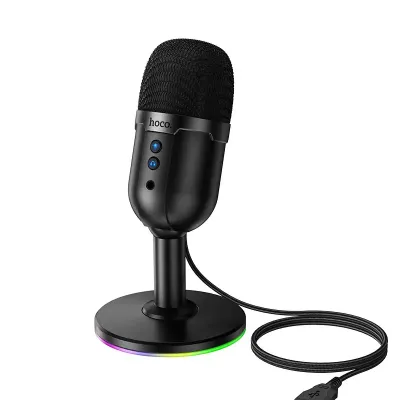 Ігровий USB-мікрофон Hoco L25 Breeze RGB з моніторингом та швидким вимкненням (Чорний)