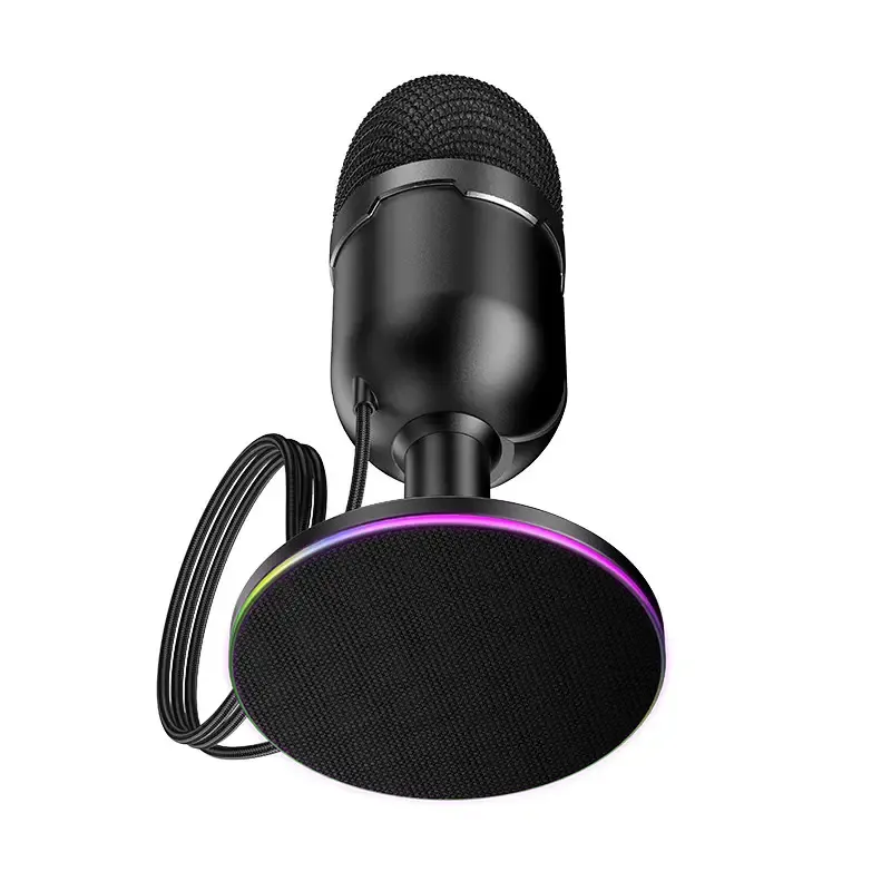 Ігровий USB-мікрофон Hoco L25 Breeze RGB з моніторингом та швидким вимкненням (Чорний)