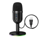 Ігровий USB-мікрофон Hoco L25 Breeze RGB з моніторингом та швидким вимкненням (Чорний)
