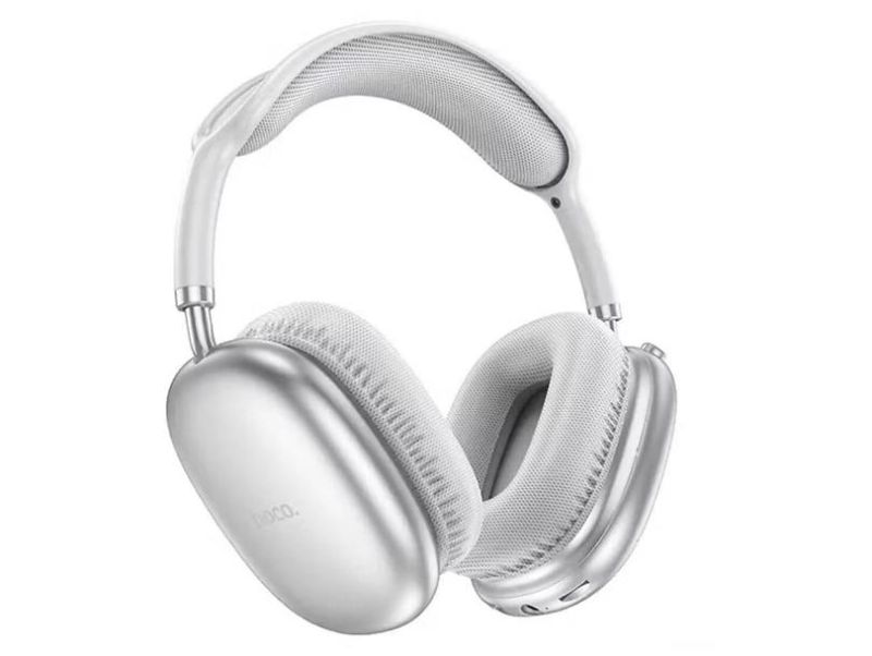 Бездротові накладні навушники HOCO W35 Air Light (Bluetooth 5.3, AUX, TF, до 45 год роботи) — Сріблясті