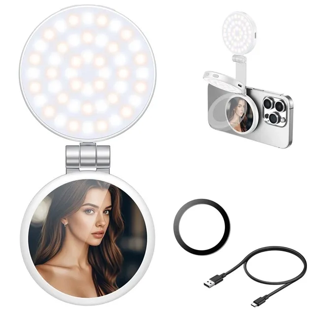 Магнітна LED-лампа для селфі XO XO-SS35 Magnetic Phone Fill Light із дзеркалом (Чорна)