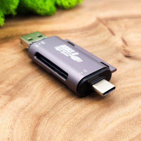 Кардридер USB 3.0/ Micro-USB/Type-C на SD/MicroSD