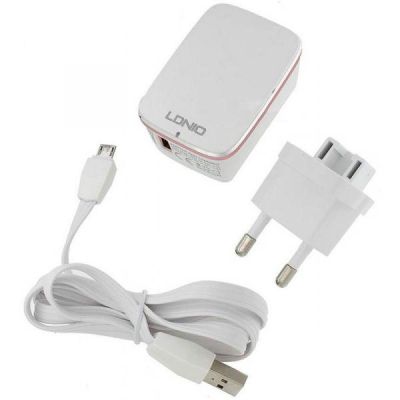 Зарядний комплект LDNIO A1204Q Quick Charge 2.0 2 в 1 (V8) 2.4A(зас.тов.)