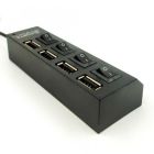 Хаб USB 2.0 з живленням/з вимикачами (4 порти)(зас.тов.)