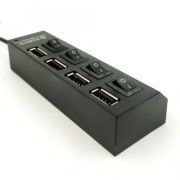 Хаб USB 2.0 з живленням/з вимикачами (4 порти)(зас.тов.)