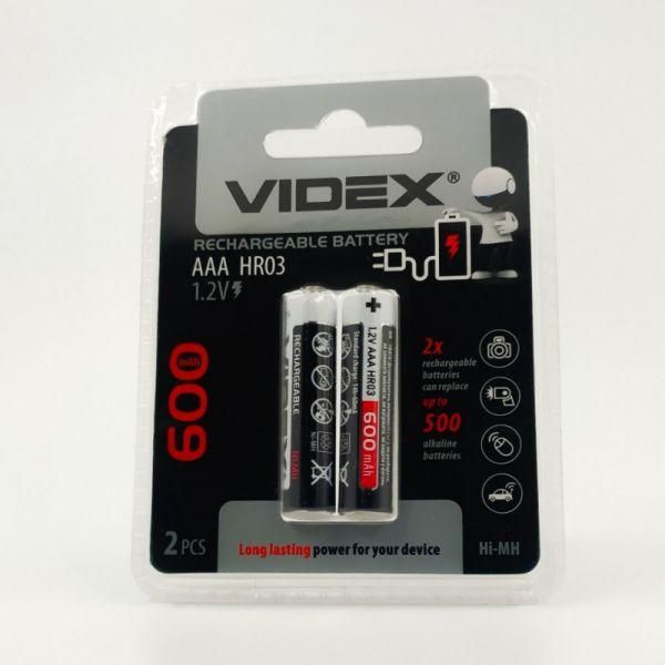 Акумулятори нікель-металногидридні AAA Videx 600 mAh (2 шт.)