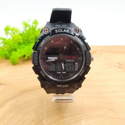 Чоловічий годинник Skmei 1049 із сонячною панеллю Black