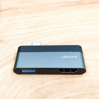 Хаб USAMS SJ462 Type-C (USB3.0/HDMI) Gray(зас.тов.)