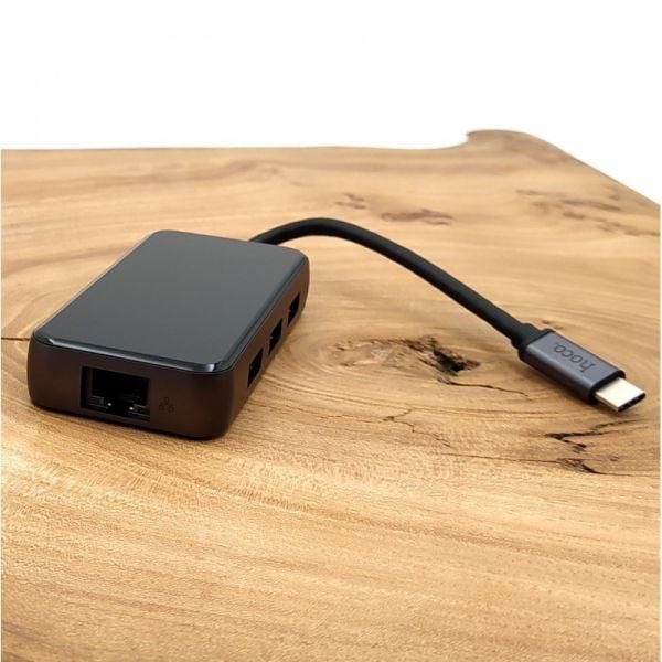 Хаб-концентратор Hoco HB23 Type-C 6в1 (USB 3.0/HDMI/PD/RJ45)(зас.тов.)