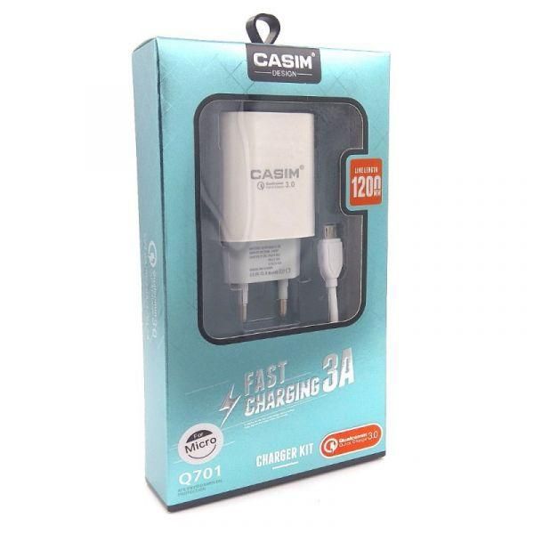 Зарядний комплект CASIM Q701 3A кабель USB - MicroUSB