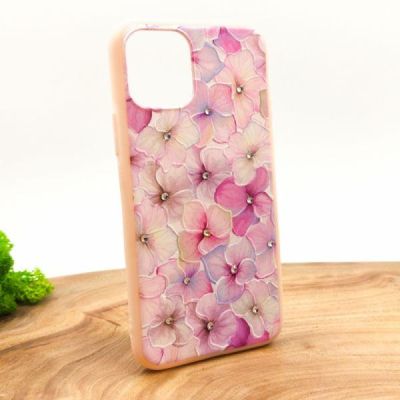 Силіконовий Чохол квіти зі стразами для iPhone 12 Mini(зас.тов.)