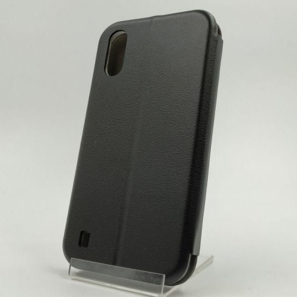 Шкіряний протиударний чохол-книжк Samsung A01 Black(зас.тов.)