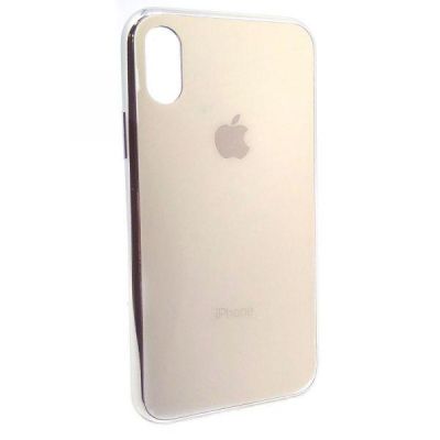 Чохол пластиковий  Glass Case для iPhone X/Хs Gold(зас.тов.)