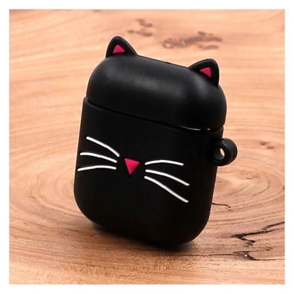 Ударостійкий силіконовий чохол для Apple AirPods Toy Cat Black(зас.тов.)
