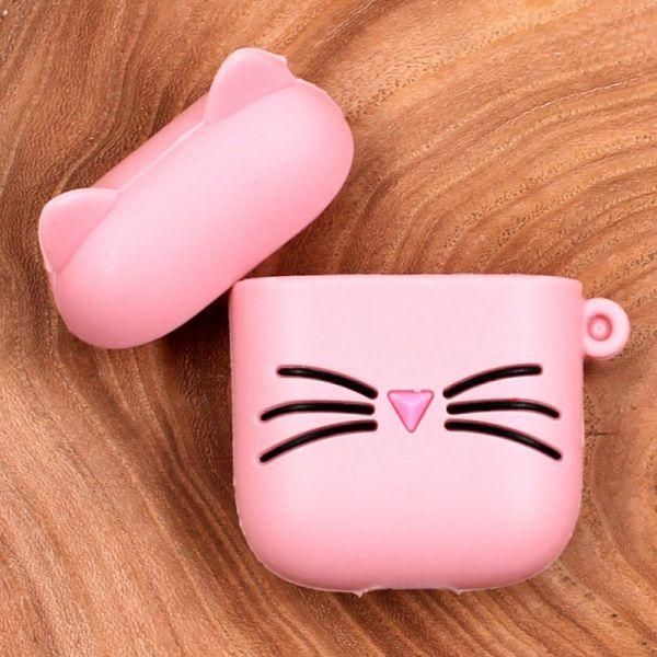 Ударостійкий силіконовий чохол для Apple AirPods Toy Cat Pink(зас.тов.)