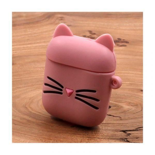 Ударостійкий силіконовий чохол для Apple AirPods Toy Cat Pink(зас.тов.)