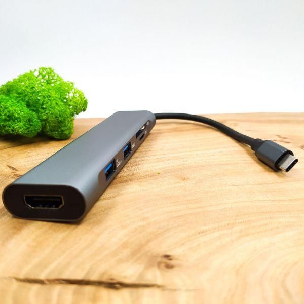 Багатофункціональний Type-C хаб 3.0 Type C — HDMI/2 USB/SD/MicroSD(зас.тов.)